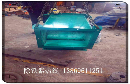 管道自卸式除鐵器，上海管道自式除鐵器_遠(yuǎn)力江西風(fēng)送管道除鐵器應(yīng)用安裝示意圖型12000高斯_可定制工作原理